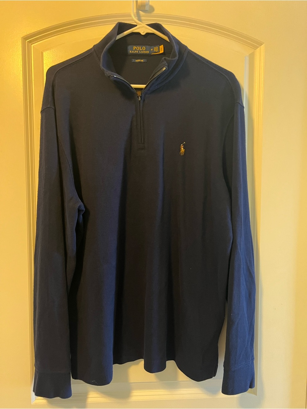 Polo by Ralph Lauren Navy Quarter-Zip Pullover with Gold Pony